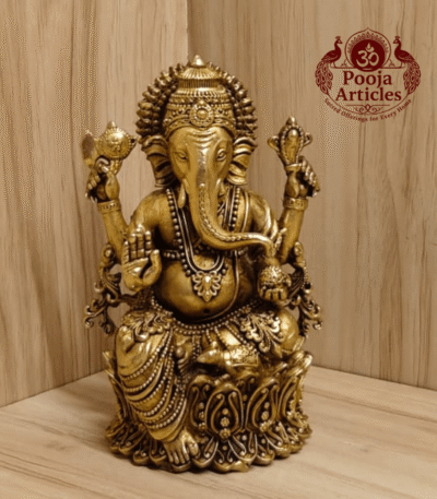 Buy Premium Brass Ganesh Statue 500 g, 5" for Home Pooja, Auspicious Beginnings and Prosperity
