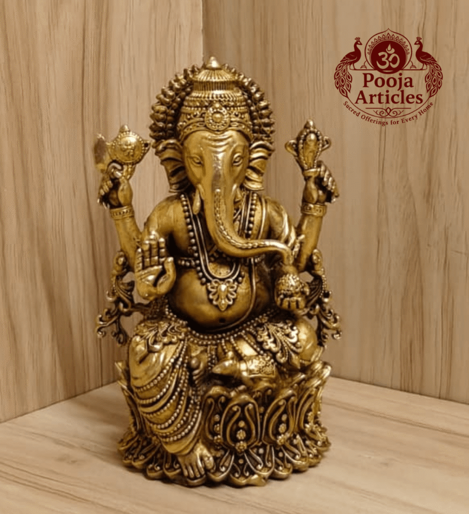Buy Premium Brass Ganesh Statue 500 g, 5" for Home Pooja, Auspicious Beginnings and Prosperity