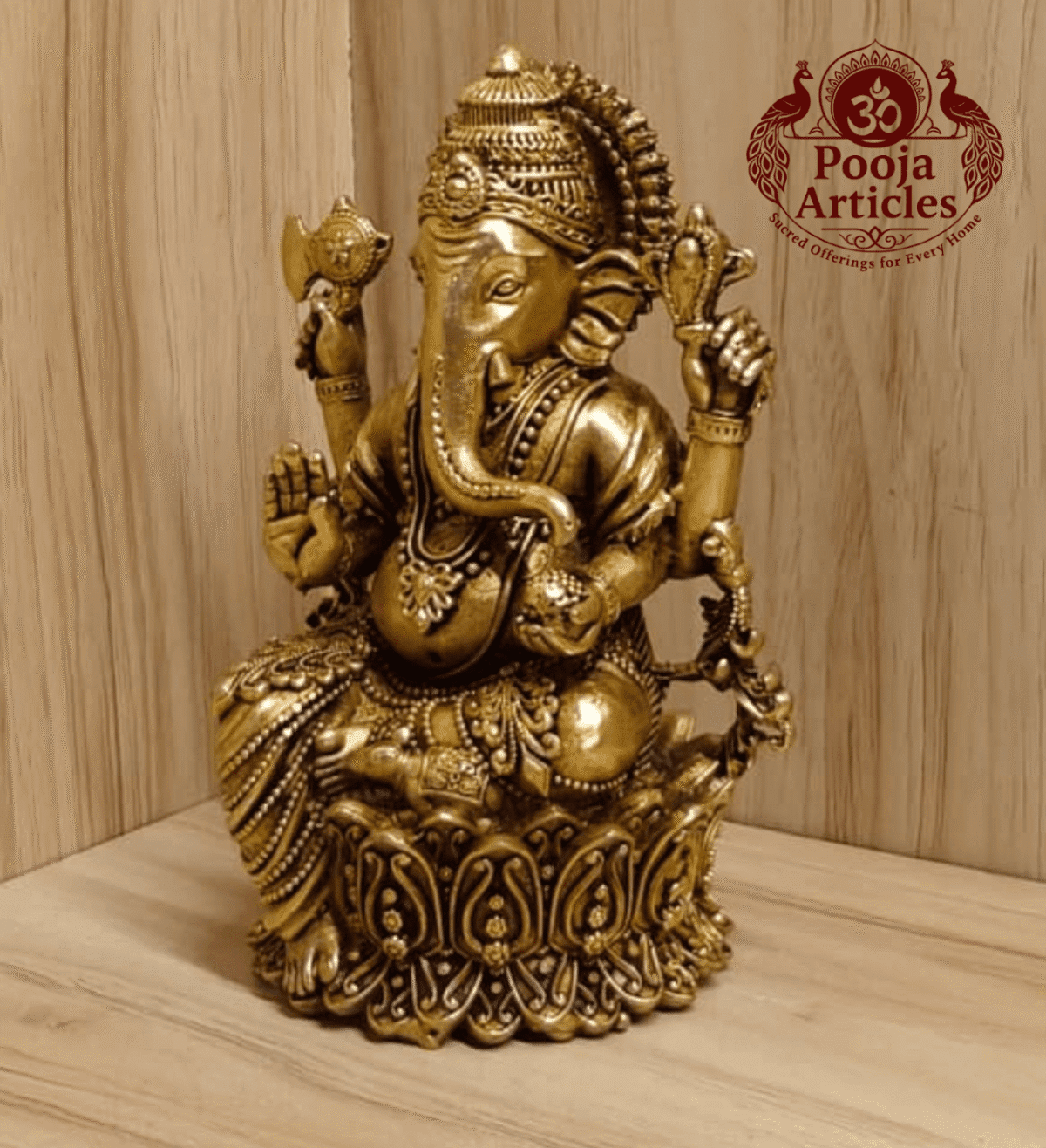 Buy Premium Brass Ganesh Statue 500 g, 5" for Home Pooja, Auspicious Beginnings and Prosperity
