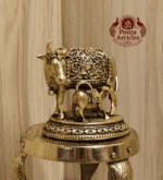 Buy Premium Brass Kamdhenu Cow and Calf Statue 120 g, 2.5" for Home, Pooja and Vastu Blessings