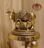 Buy Premium Brass Kamdhenu Cow and Calf Statue 120 g, 2.5" for Home, Pooja and Vastu Blessings