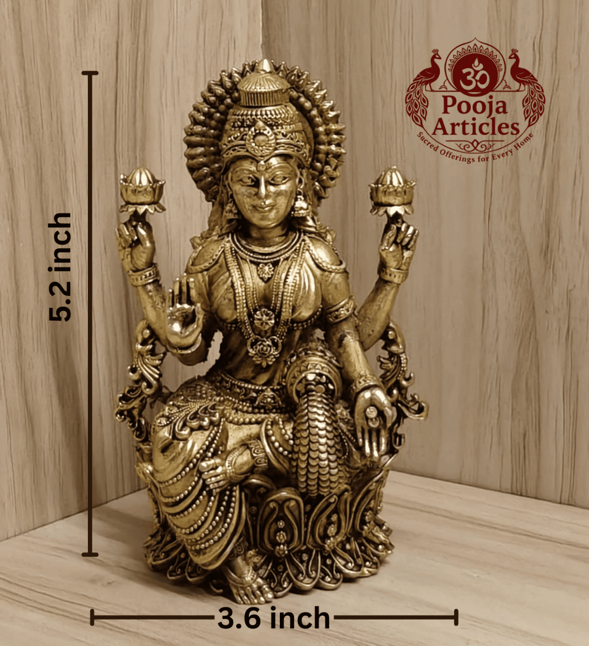 Buy Premium Brass Lakshmi Statue 460 g, 5.2" for Home Pooja, Wealth and Prosperity