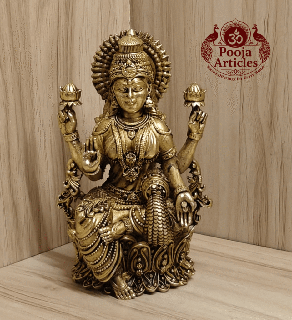 Buy Premium Brass Lakshmi Statue 460 g, 5.2" for Home Pooja, Wealth and Prosperity