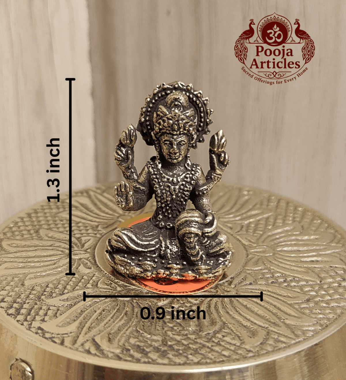 Buy Miniature Brass Lakshmi Statue 30g, 1.3" – Premium Brass Lakshmi Idol for Wealth