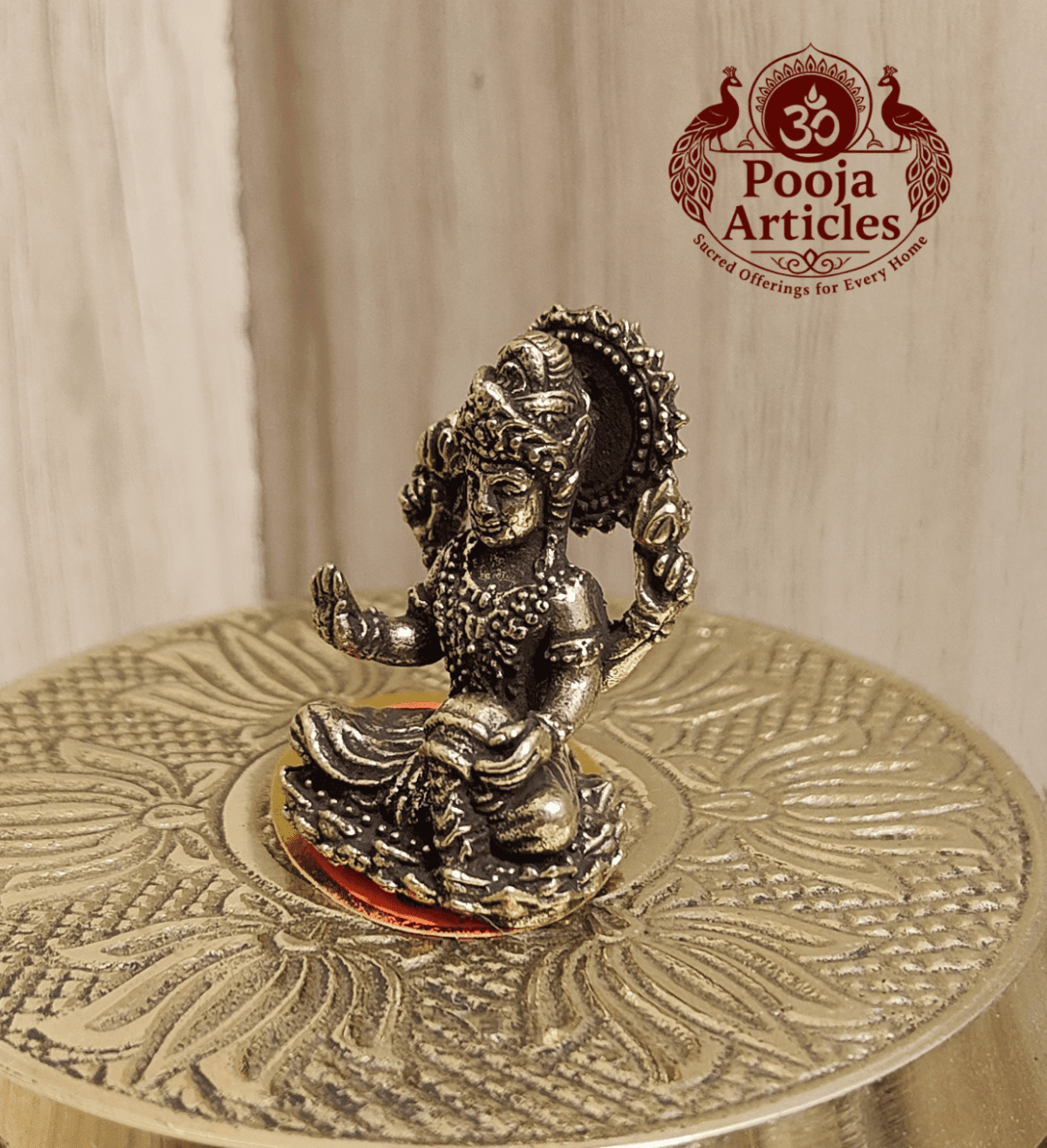 Buy Miniature Brass Lakshmi Statue 30g, 1.3" – Premium Brass Lakshmi Idol for Wealth
