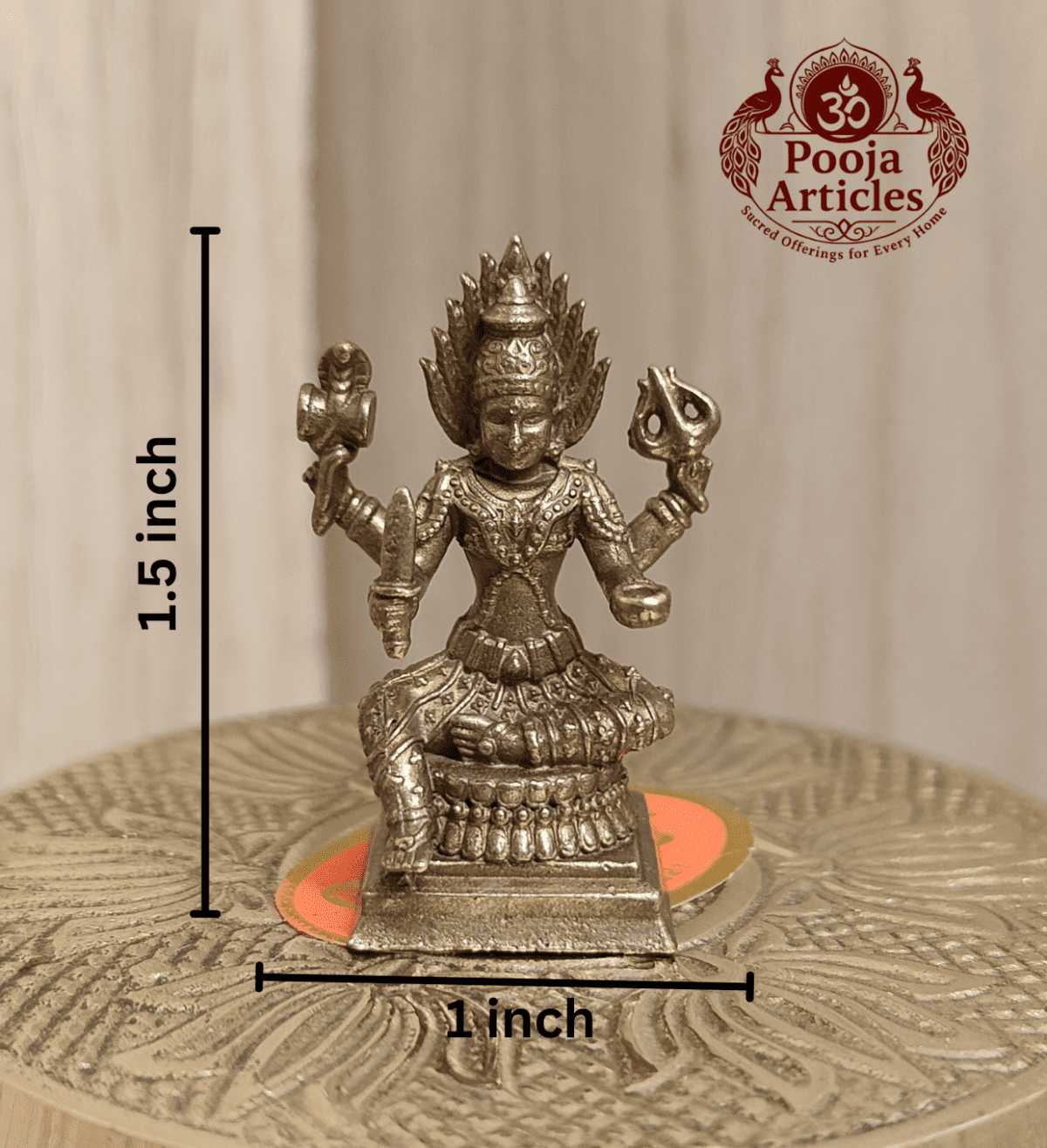Buy Miniature Brass Mariamman Statue 30g, 1.5" – Sacred Brass Mariamman Statue for Protection