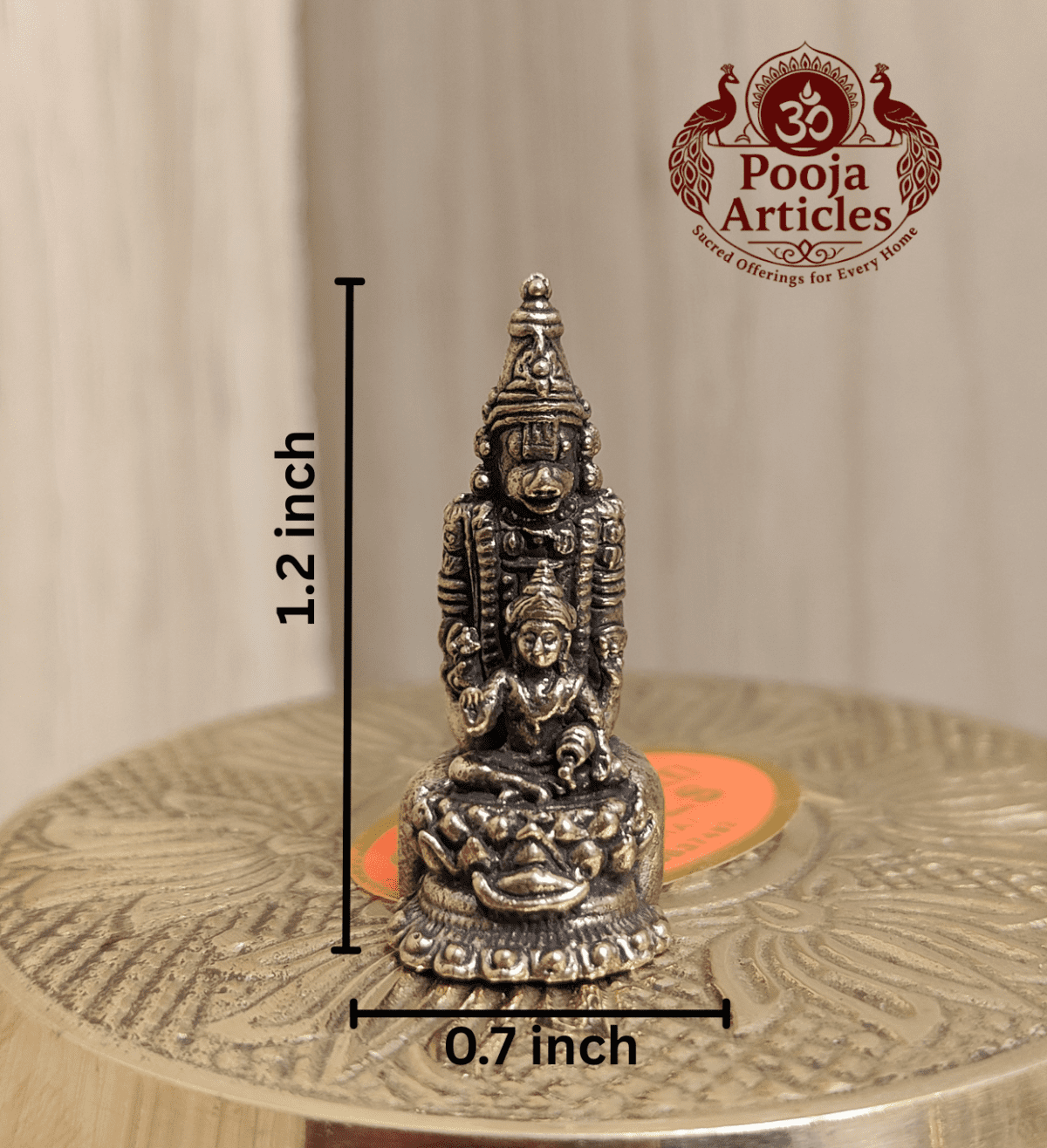 Buy Miniature Brass Hanuman with Lakshmi Statue 25g, 1.2" – Divine Prosperity Idol for Pooja - Image 2