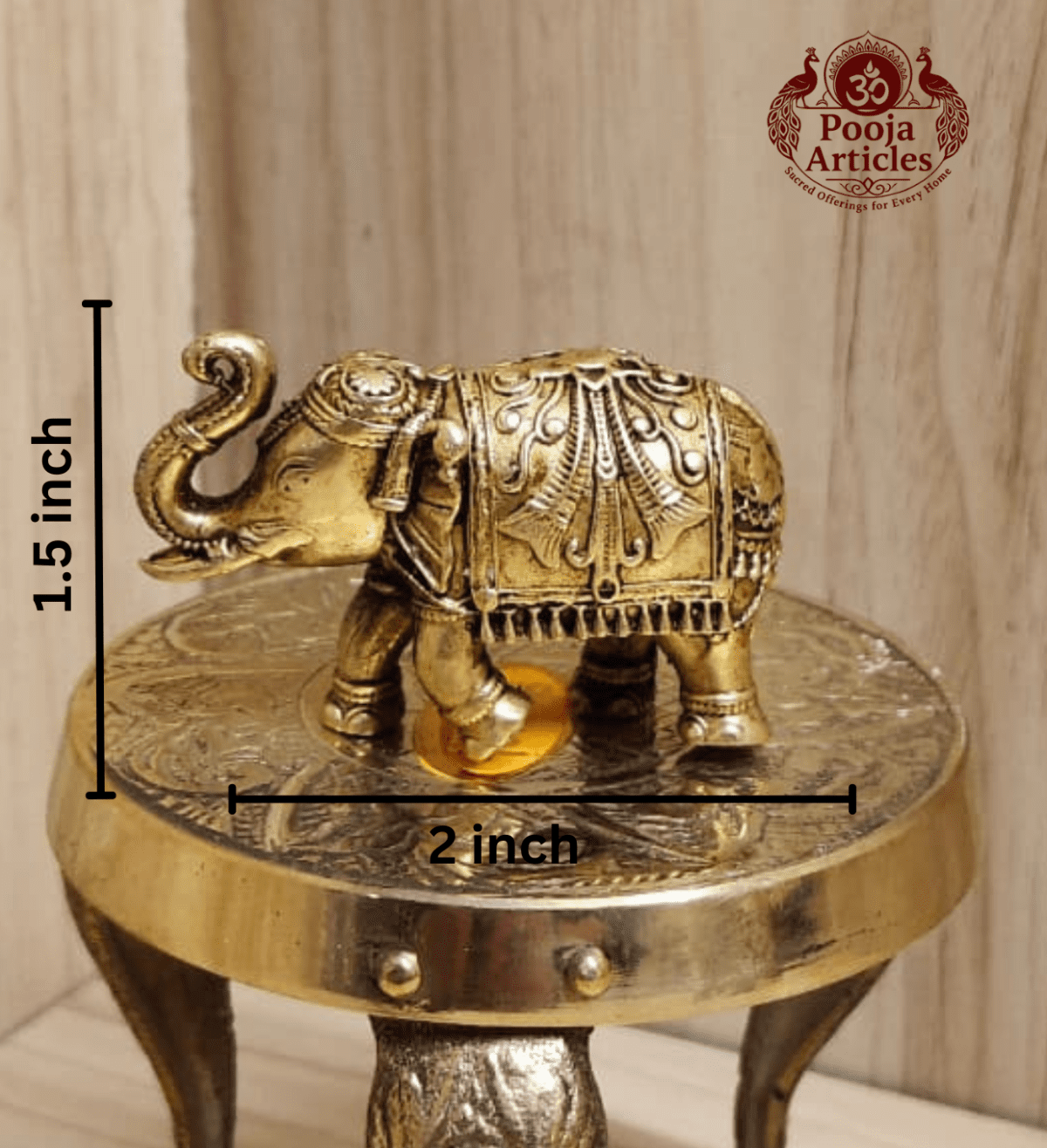 Buy Premium Brass Elephant Statue 50g, 1.5" – Small Brass Elephant Idol for Home Decor, Vastu, & Wealth