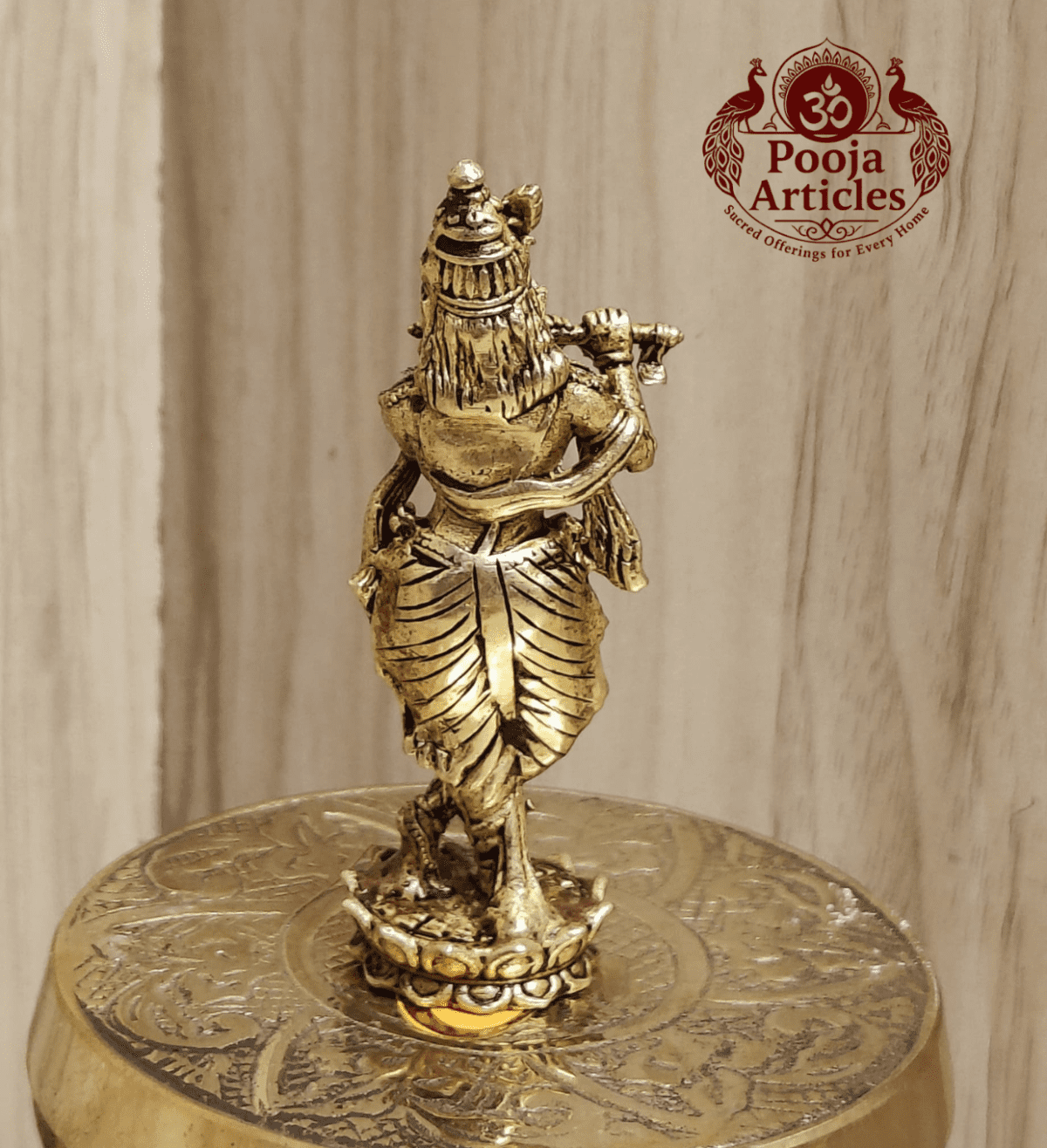 Buy Premium Brass Krishna Idol 40g, 3" – Small Krishna Statue for Home Pooja & Divine Blessings