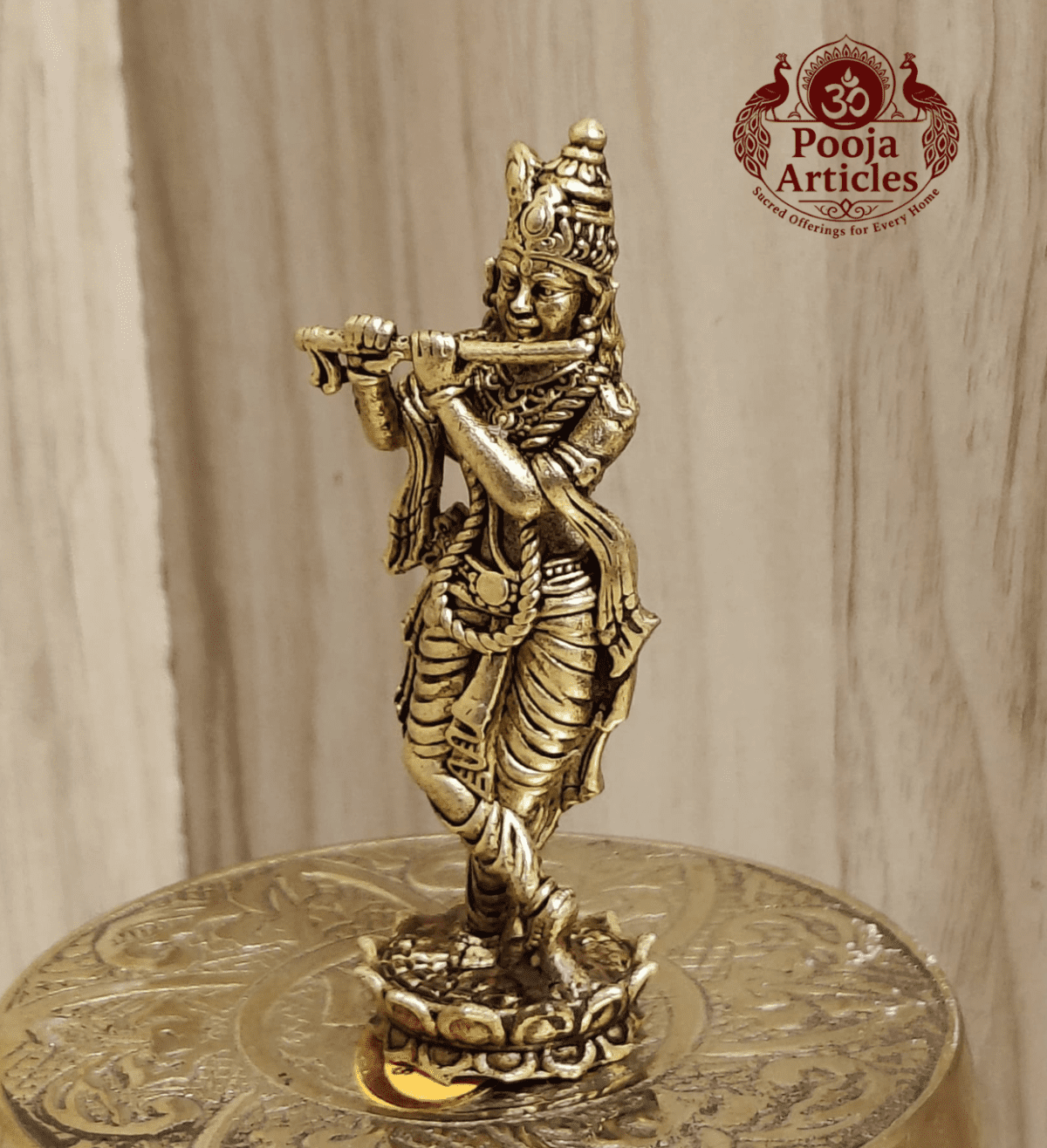 Buy Premium Brass Krishna Idol 40g, 3" – Small Krishna Statue for Home Pooja & Divine Blessings