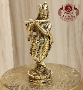 Buy Premium Brass Krishna Idol 40g, 3" – Small Krishna Statue for Home Pooja & Divine Blessings 3 Buy Premium Brass Krishna Idol 40g, 3" – Small Krishna Statue for Home Pooja & Divine Blessings