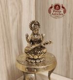 Buy Premium Brass Saraswati Idol 100g, 3" – Small Saraswati Statue for Home Pooja