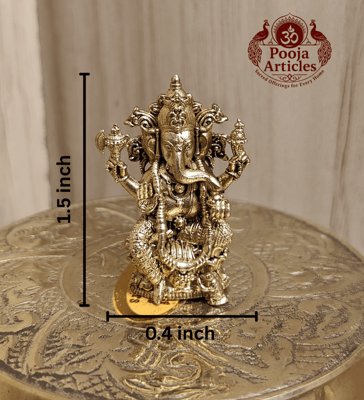 Buy Panchaloha Ganesha Idol 25g, 1.5" – Sacred Brass Panjalogam Ganesh Statue for Home Temple