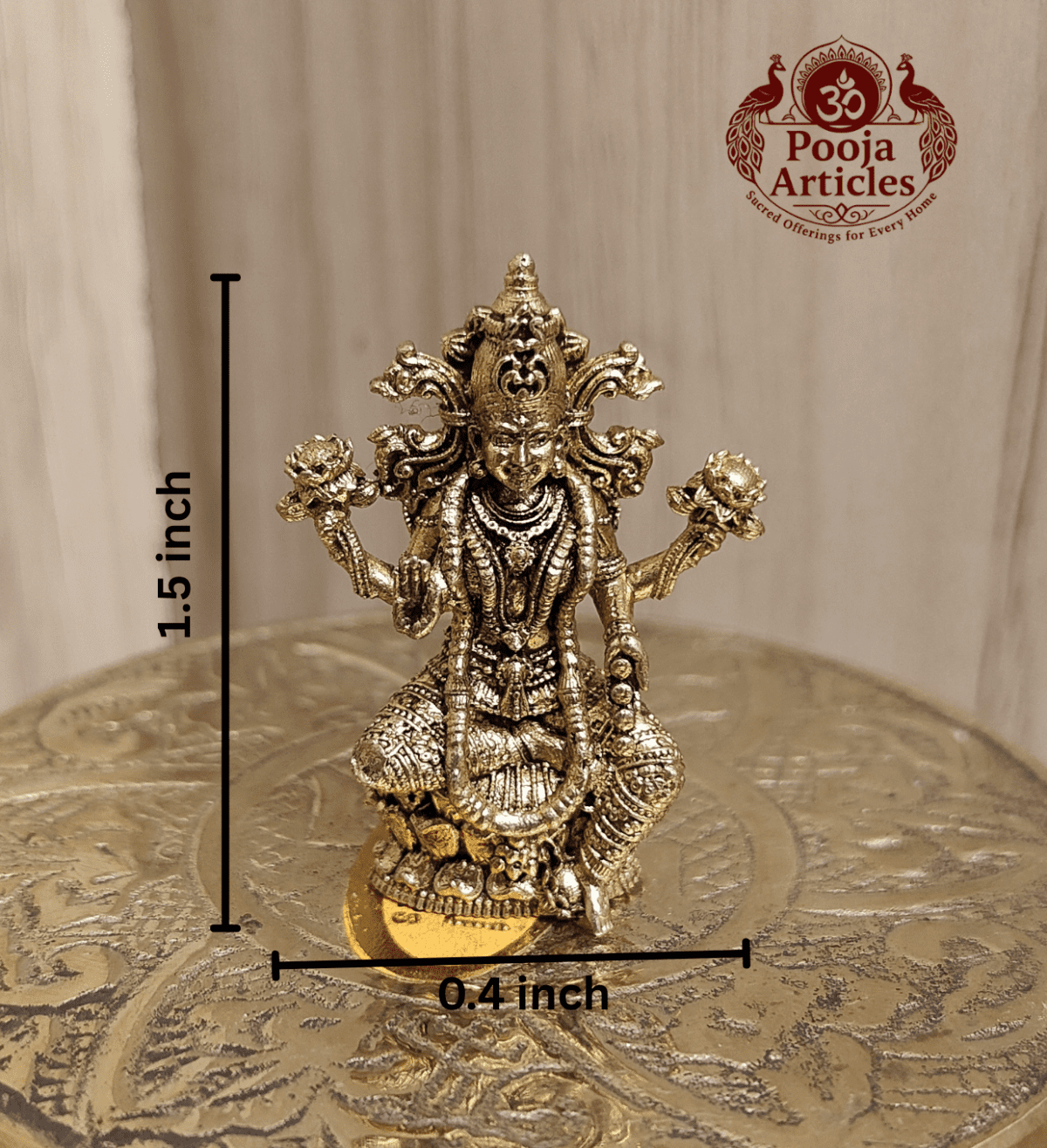 Buy Panchaloha lakshmi Idol 30g, 1.5" – Sacred Brass Panjalogam Lakshmi Statue for Wealth