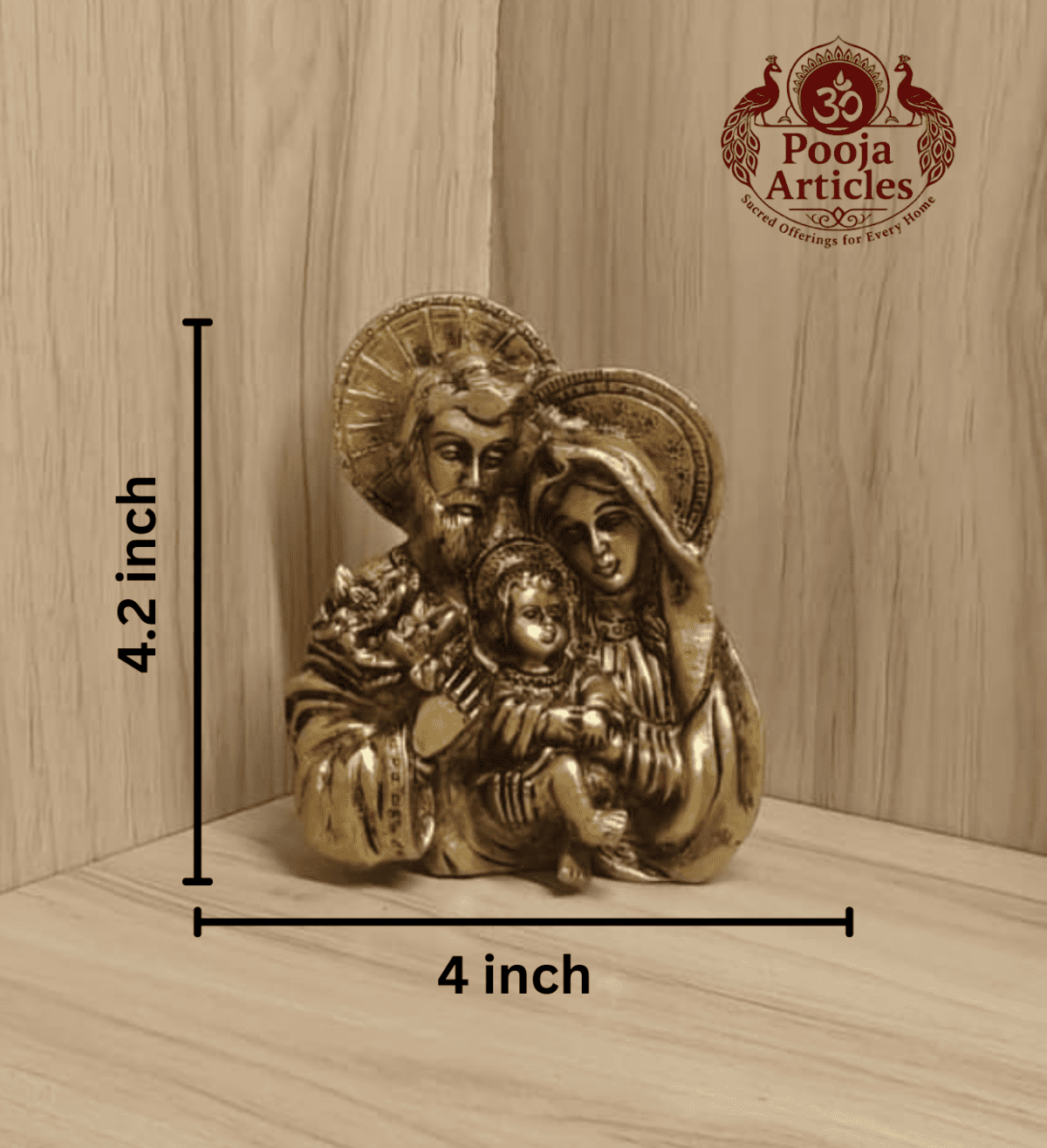 Buy Brass Jesus Family Statue 1.2kg, 4.5" – Holy Family Brass Statue for Home Blessings & Christian Decor