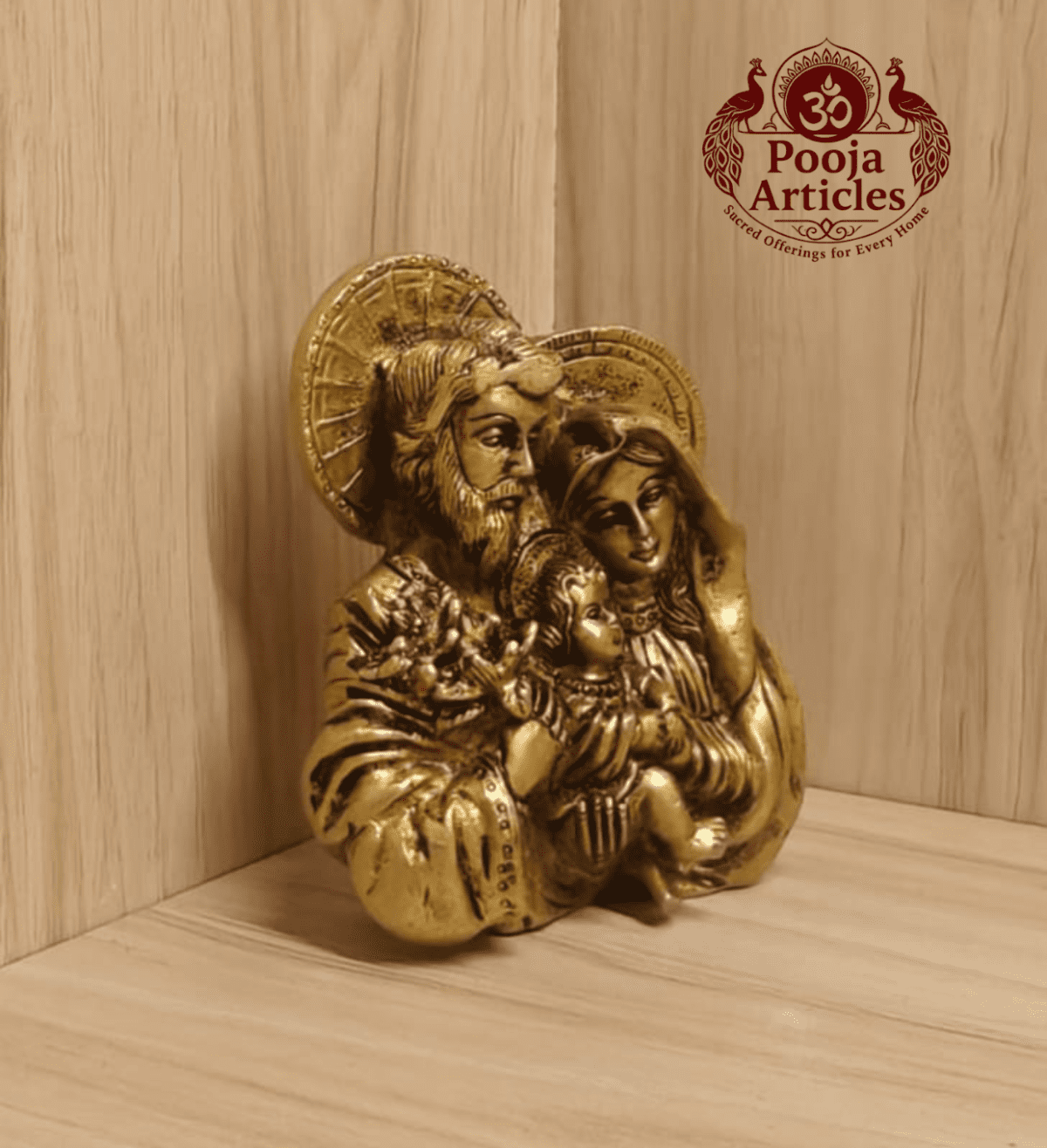 Buy Brass Jesus Family Statue 1.2kg, 4.5" – Holy Family Brass Statue for Home Blessings & Christian Decor