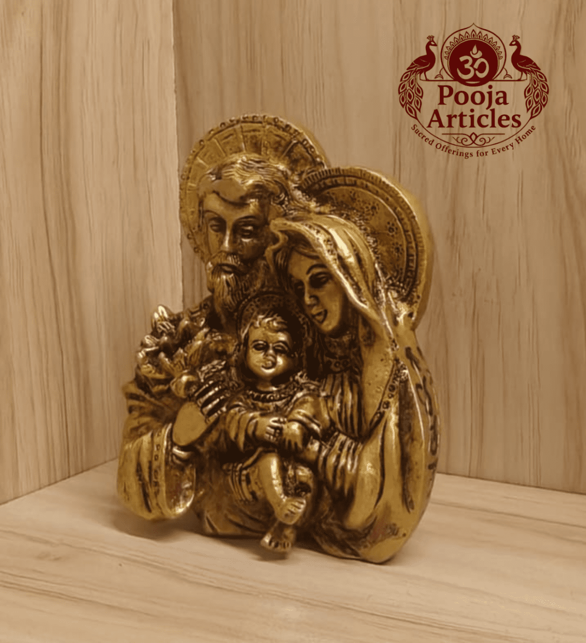 Buy Brass Jesus Family Statue 1.2kg, 4.5" – Holy Family Brass Statue for Home Blessings & Christian Decor