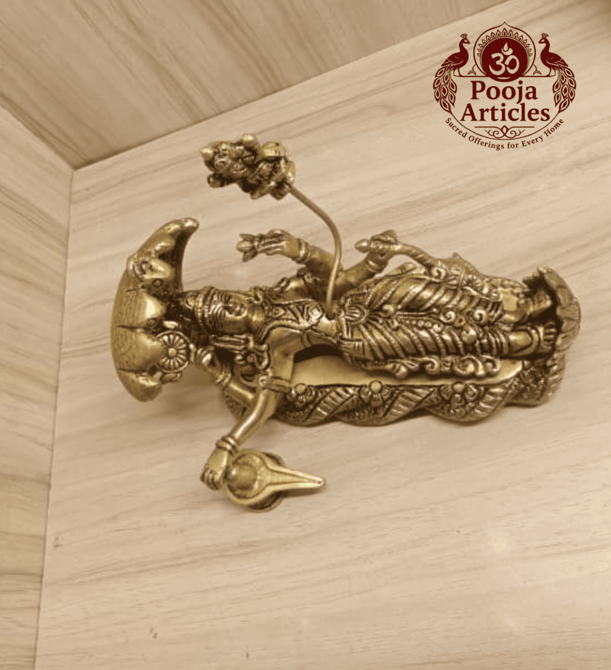 Buy Brass Padmanabha Swamy Statue 1.9Kg, 5.2" – Premium Brass Vishnu Reclining Idol for Home & Spiritual Decor