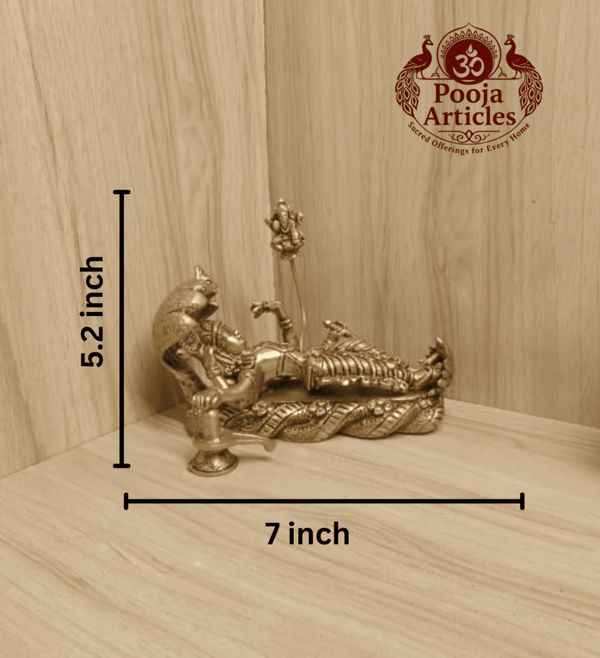 Buy Brass Padmanabha Swamy Statue 1.9Kg, 5.2" – Premium Brass Vishnu Reclining Idol for Home & Spiritual Decor