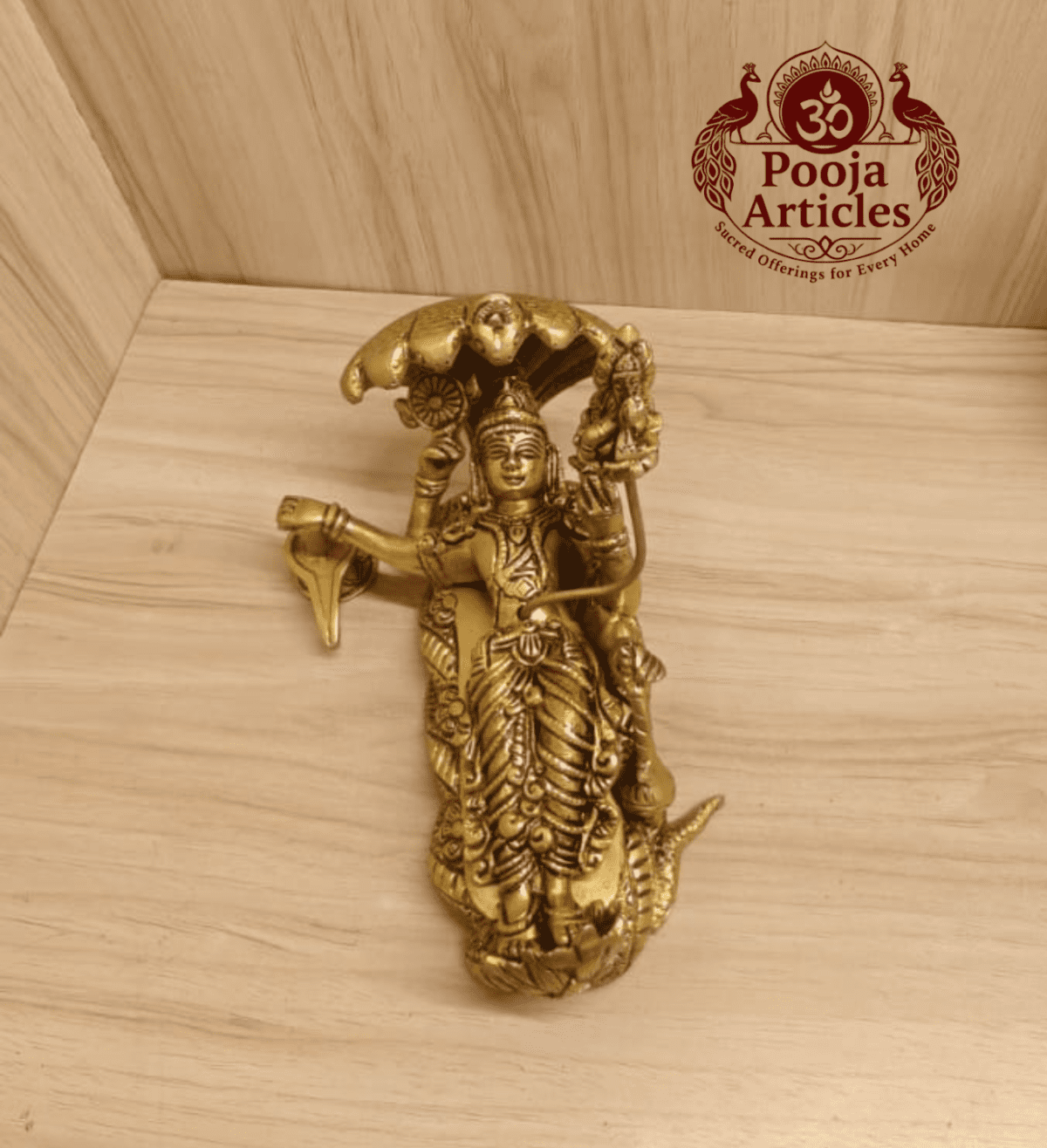 Buy Brass Padmanabha Swamy Statue 1.9Kg, 5.2" – Premium Brass Vishnu Reclining Idol for Home & Spiritual Decor
