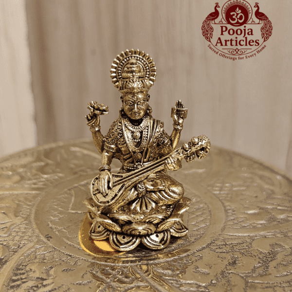 Buy Panchaloha Saraswati Idol 25g, 1.2" – Pure Panjalogam Saraswati Statue for Wisdom