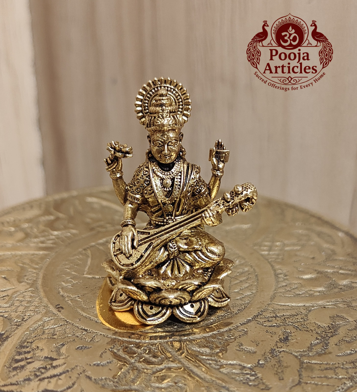 Buy Panchaloha Saraswati Idol 25g, 1.2" – Pure Panjalogam Saraswati Statue for Wisdom Buy Panchaloha Saraswati Idol 25g, 1.2" – Pure Panjalogam Saraswati Statue for Wisdom