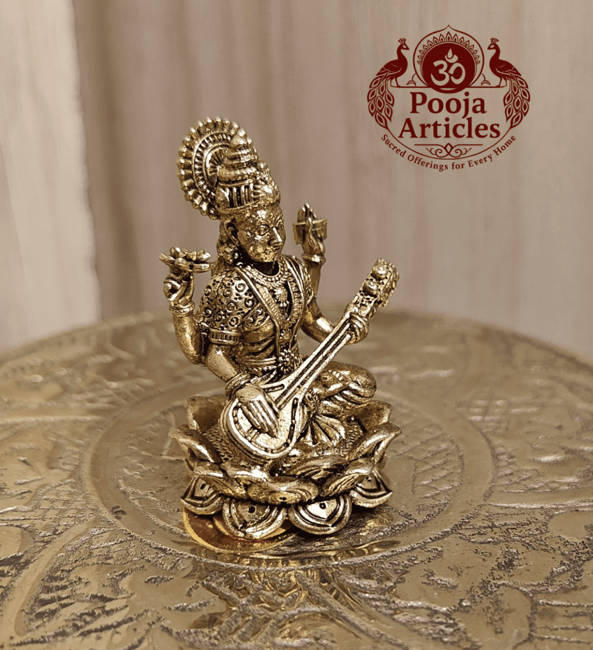 Buy Panchaloha Saraswati Idol 25g, 1.2" – Pure Panjalogam Saraswati Statue for Wisdom