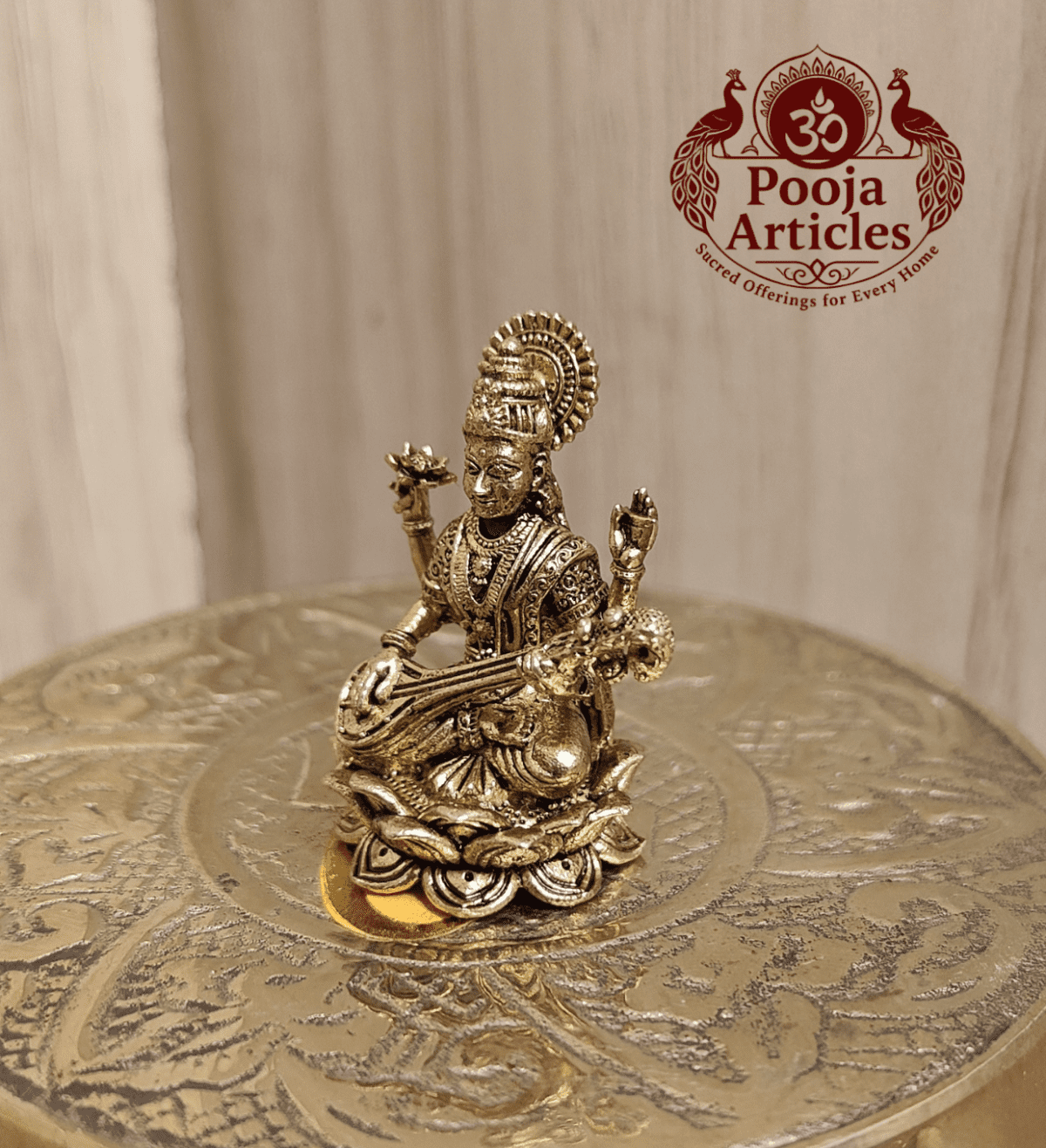 Buy Panchaloha Saraswati Idol 25g, 1.2" – Pure Panjalogam Saraswati Statue for Wisdom