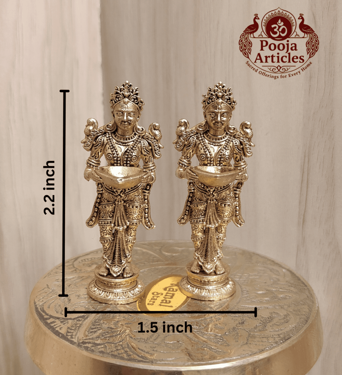 Buy Panchaloha Paavai Vilakku 60g, 2.2" – Divine Panjalogam Paavai Vilakku Statue for Home Pooja