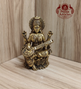 Buy Premium Brass Saraswati Idol 480g, 5" – Pure Brass Saraswati Statue for Home Temple & Wisdom 2 Buy Premium Brass Saraswati Idol 480g, 5" – Pure Brass Saraswati Statue for Home Temple & Wisdom