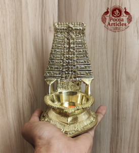 Buy Brass Thiruchendur Gopuram Vilakku 400g, 5.5" – Divine Brass Vilakku for Home Pooja 1 Buy Brass Thiruchendur Gopuram Vilakku 400g, 5.5" – Divine Brass Vilakku for Home Pooja
