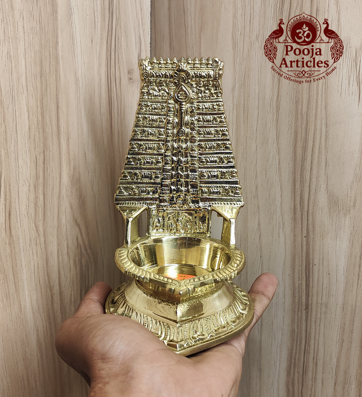Buy Brass Thiruchendur Gopuram Vilakku 400g, 5.5" – Divine Brass Vilakku for Home Pooja Buy Brass Thiruchendur Gopuram Vilakku 400g, 5.5" – Divine Brass Vilakku for Home Pooja