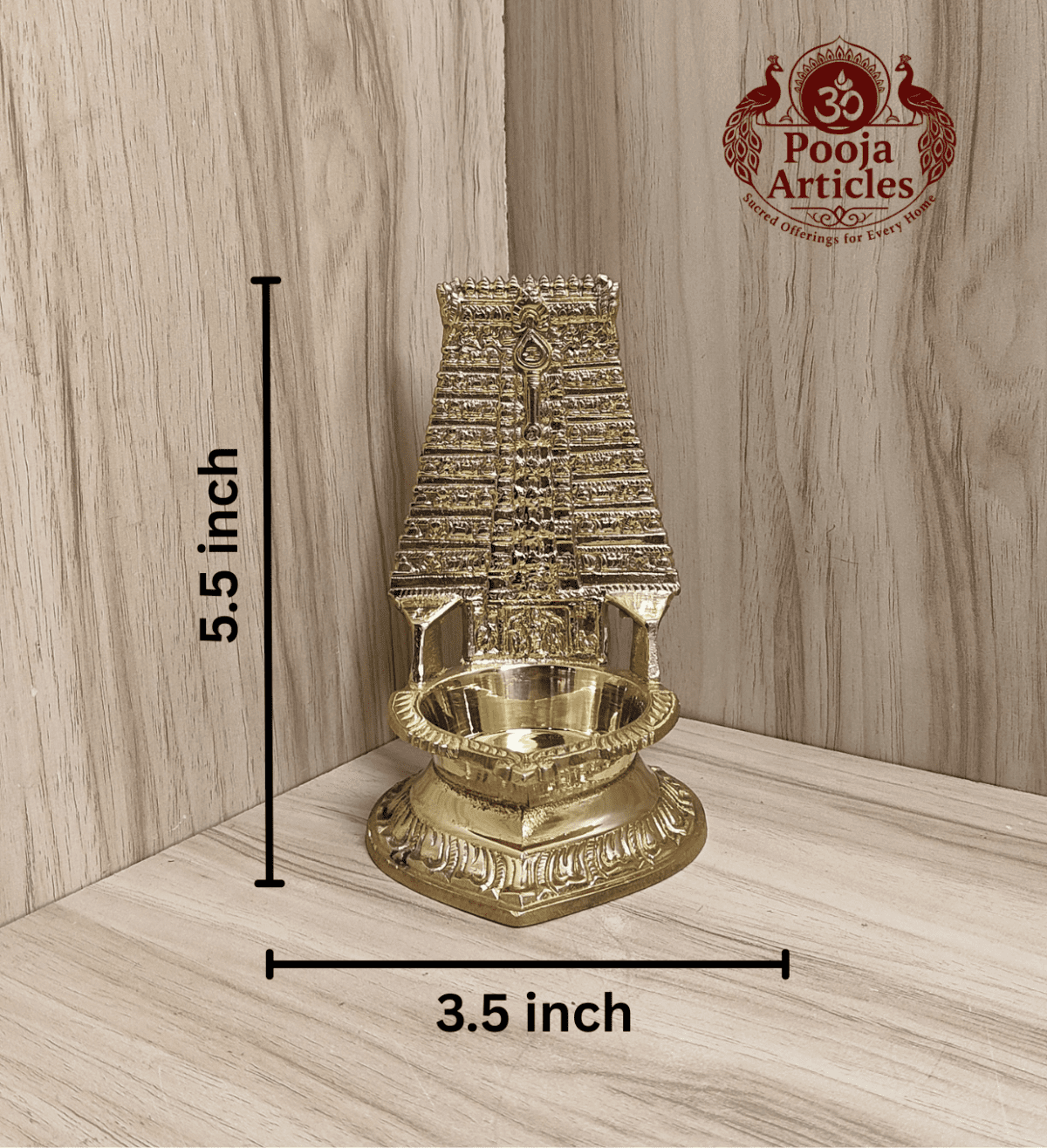 Buy Brass Thiruchendur Gopuram Vilakku 400g, 5.5" – Divine Brass Vilakku for Home Pooja