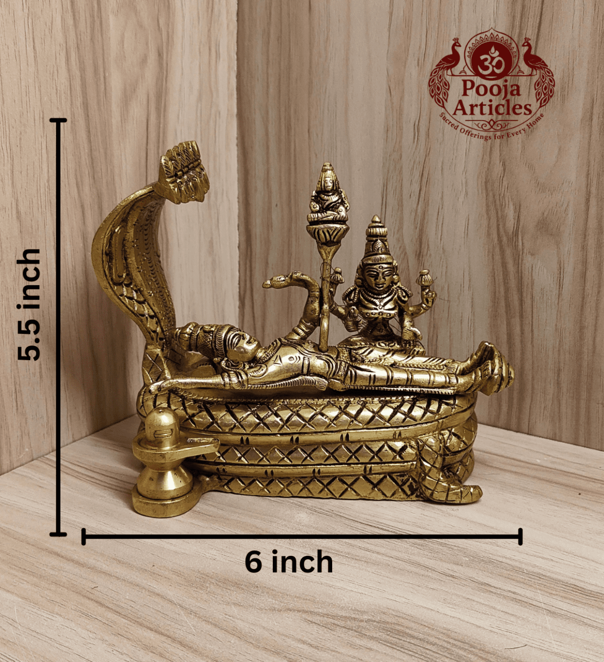 Buy Brass Lord Padmanabhaswamy Statue 1.620 g, 5.5" – Vishnu Idol for Home Pooja & Divine Blessings