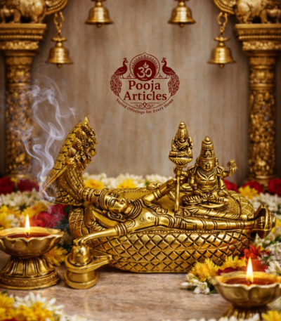 Buy Brass Lord Padmanabhaswamy Statue 1.620 g, 5.5" – Vishnu Idol for Home Pooja & Divine Blessings