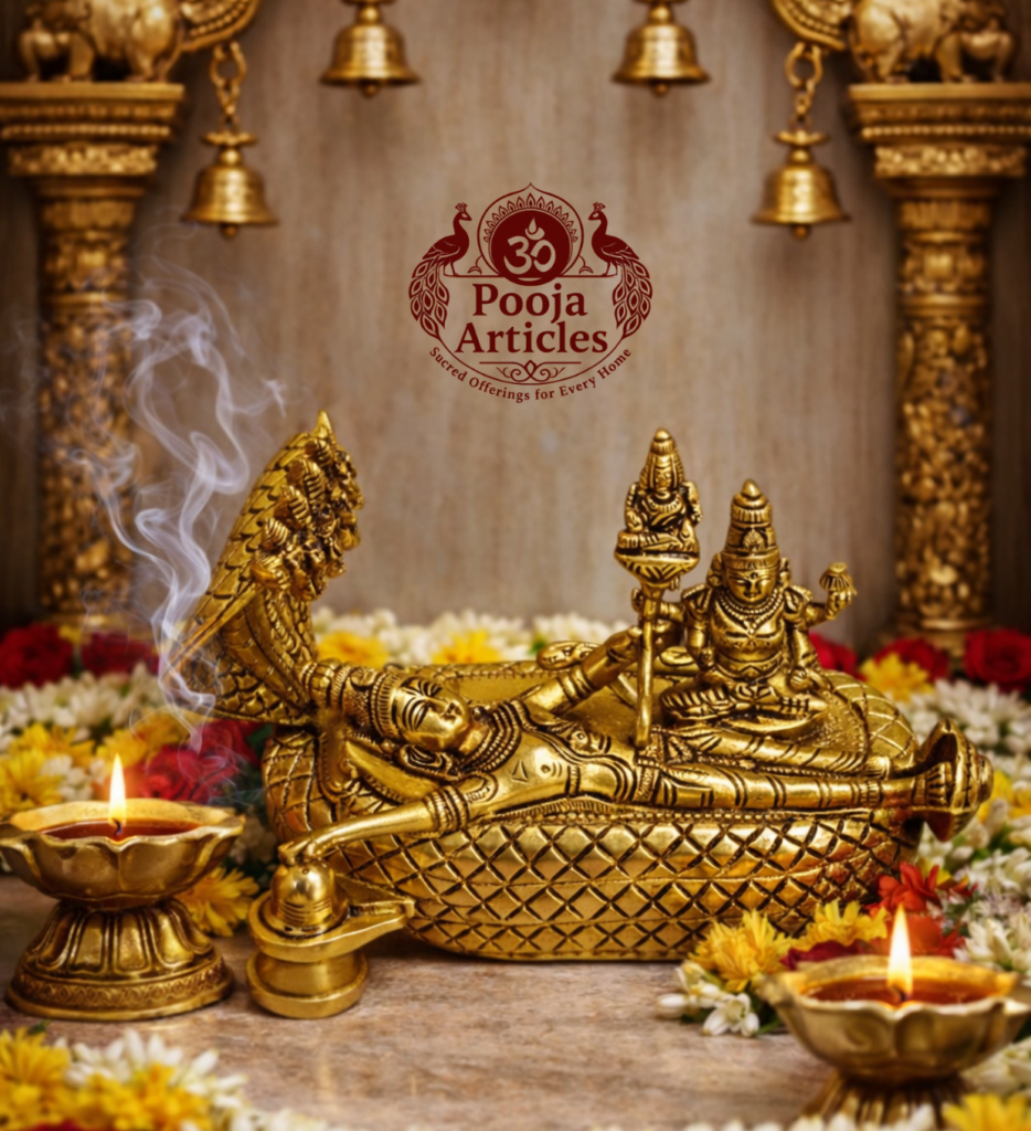 Buy Brass Lord Padmanabhaswamy Statue 1.620 g, 5.5" – Vishnu Idol for Home Pooja & Divine Blessings