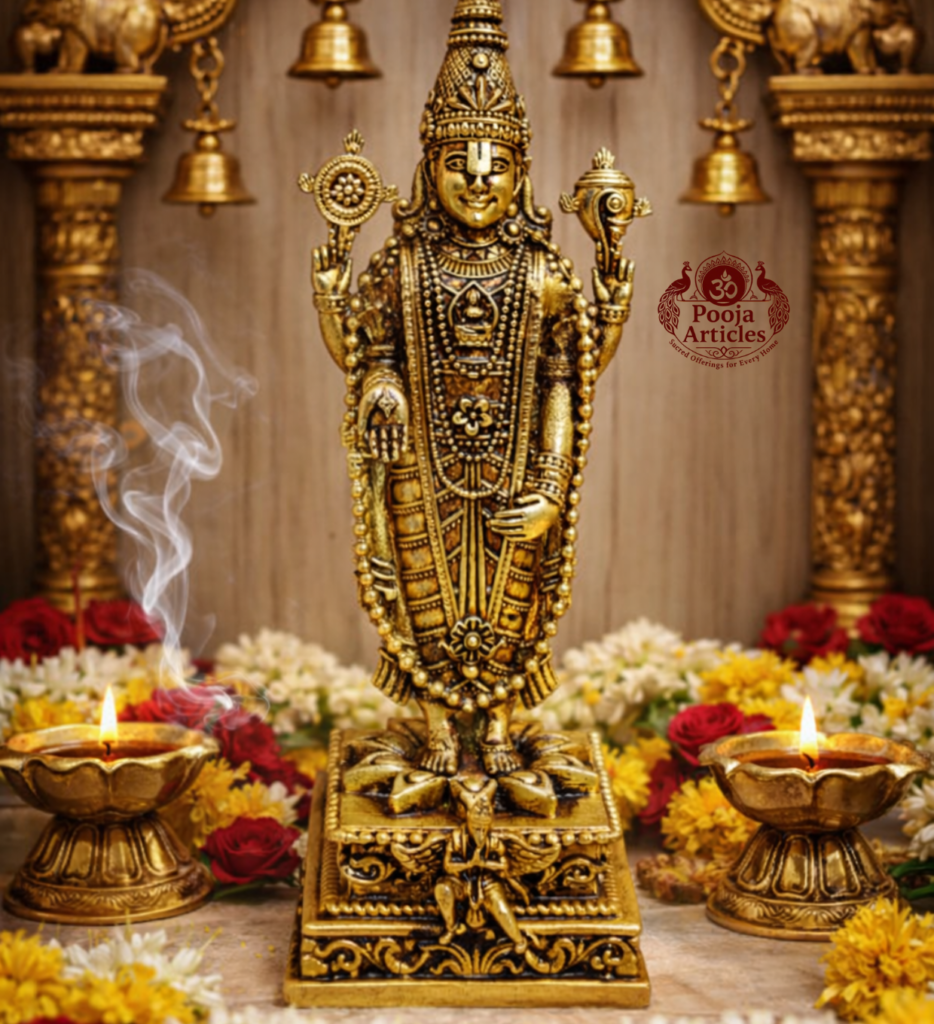 Buy Brass Lord Tirupati Balaji Idol 480 g, 7.7"– Premium Tirupati Balaji Brass Statue for Home Pooja & Vastu