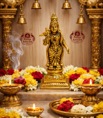 Buy Brass Meenakshi Amman Statue 420 g, 5" – Premium Brass Meenakshi Amman Idol for Home Pooja & Vastu