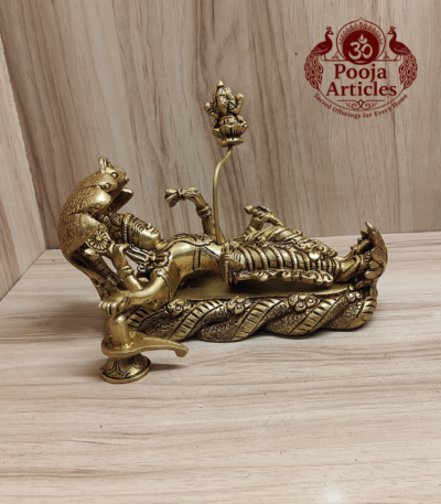 Buy Brass Padmanabha Swamy Statue 1.9Kg, 5.2" – Premium Brass Vishnu Reclining Idol for Home & Spiritual Decor
