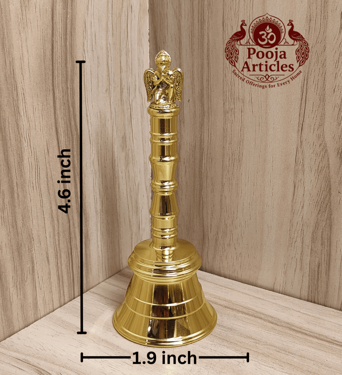 Buy Brass Pooja Bell With Garuda 150g, 4.6" – Premium Brass Temple Bell for Daily Hindu Worship