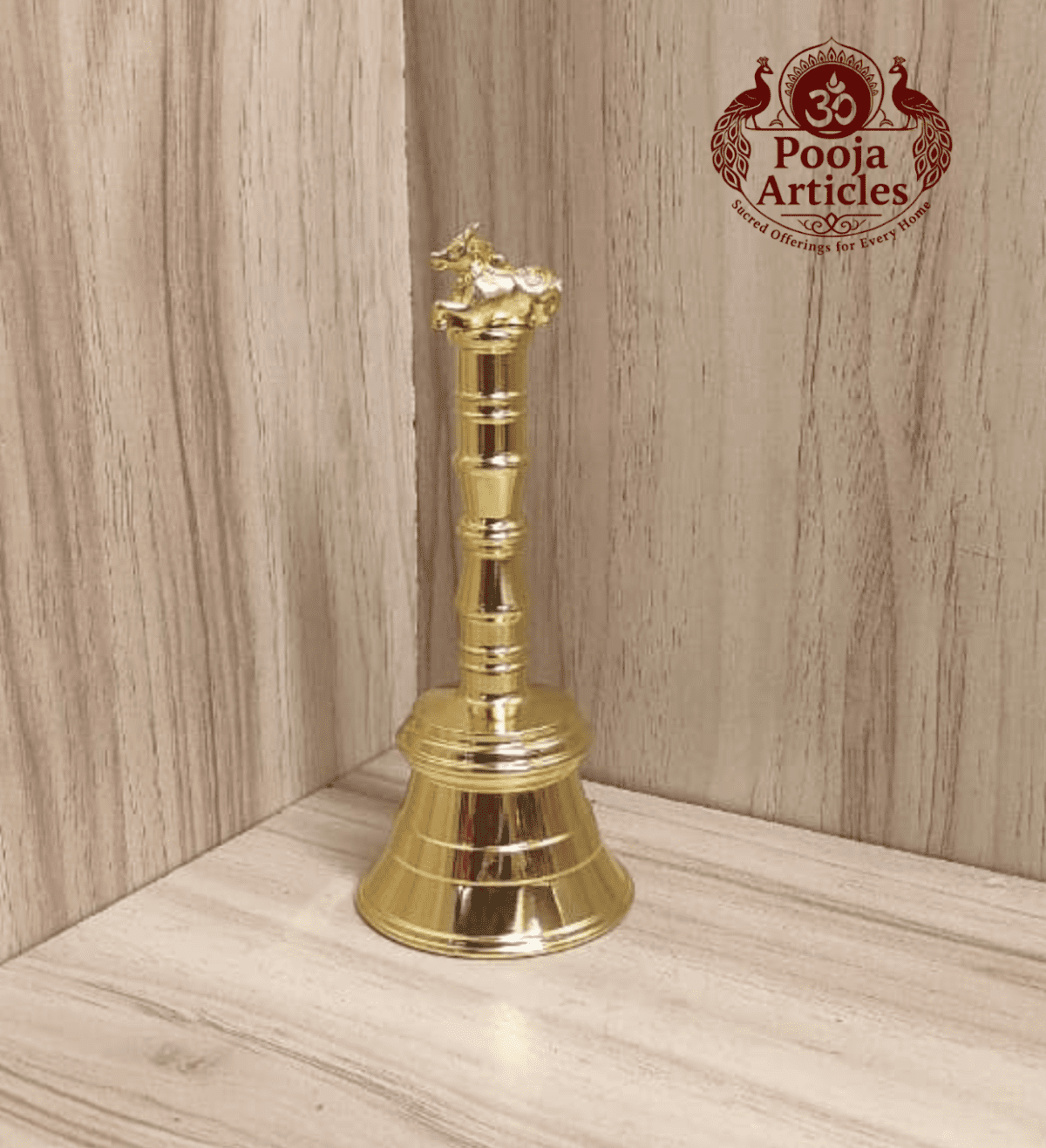 Buy Brass Pooja Bell with Nandi 150g, 4.6" | Premium Brass Temple Bell for Shiva Worship