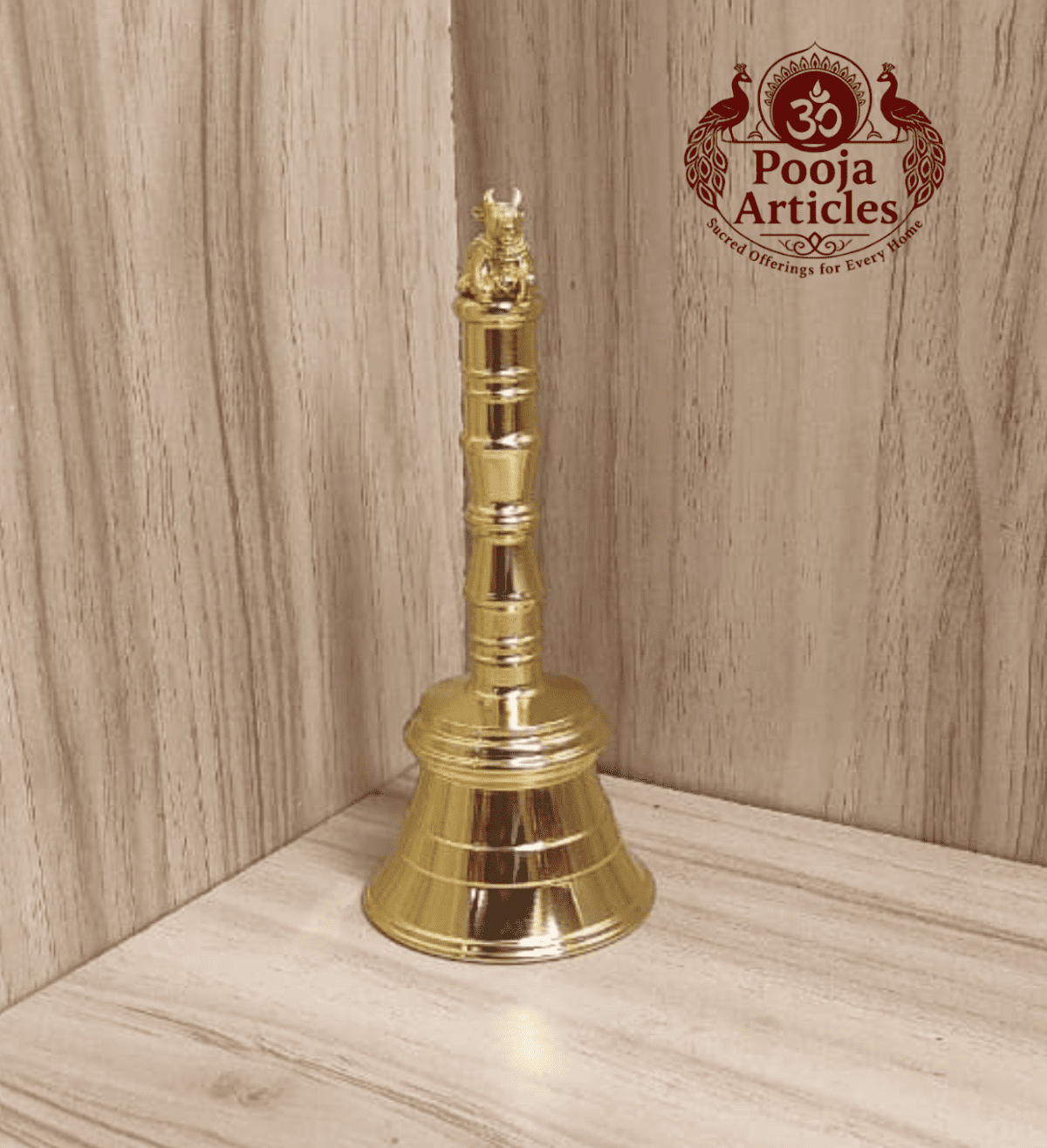 Buy Brass Pooja Bell with Nandi 150g, 4.6" | Premium Brass Temple Bell for Shiva Worship