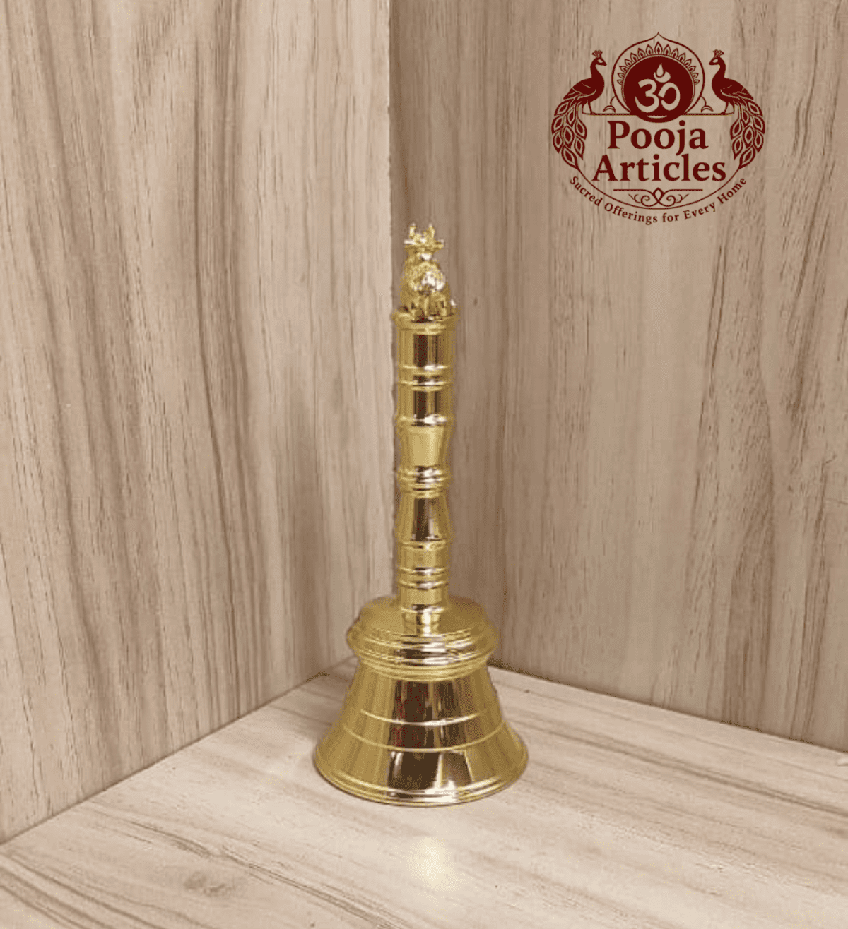 Buy Brass Pooja Bell with Nandi 150g, 4.6" | Premium Brass Temple Bell for Shiva Worship
