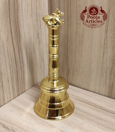 Buy Brass Pooja Bell with Nandi 150g, 4.6" | Premium Brass Temple Bell for Shiva Worship