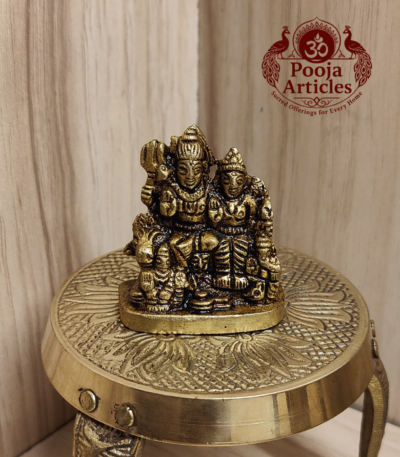 Buy Brass Shiva Family Statue 90g, 1.6" – Premium Brass Shiva Family Idol for Home Pooja