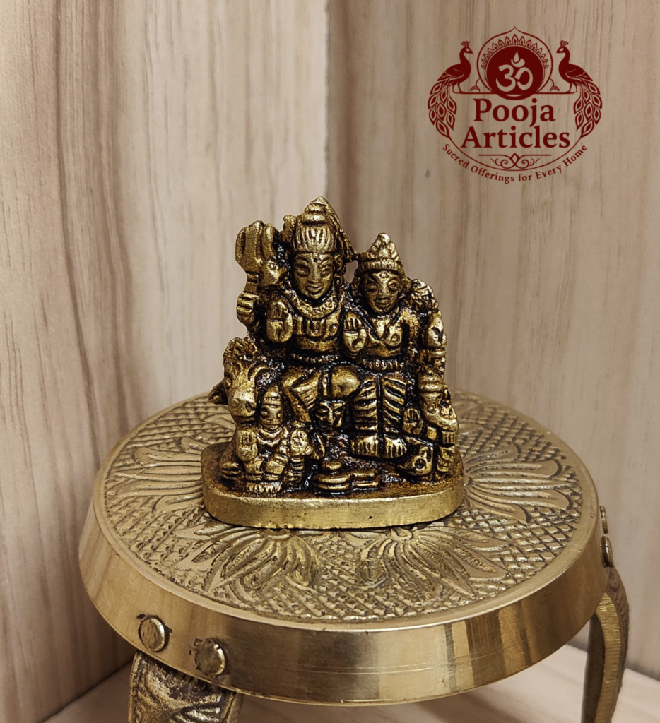 Buy Brass Shiva Family Statue 90g, 1.6" – Premium Brass Shiva Family Idol for Home Pooja