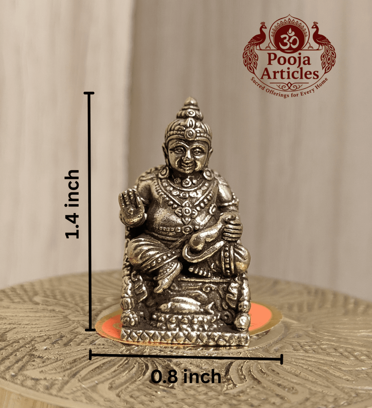 Buy Miniature Brass Kubera Statue 30g, 1.4" – Divine Brass Kubera Idol for Wealth
