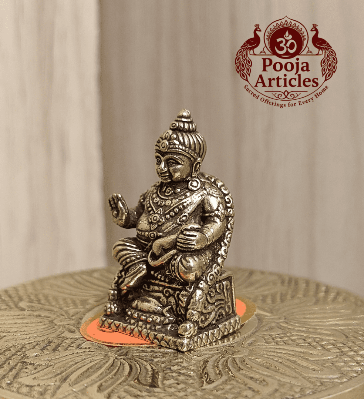 Buy Miniature Brass Kubera Statue 30g, 1.4" – Divine Brass Kubera Idol for Wealth