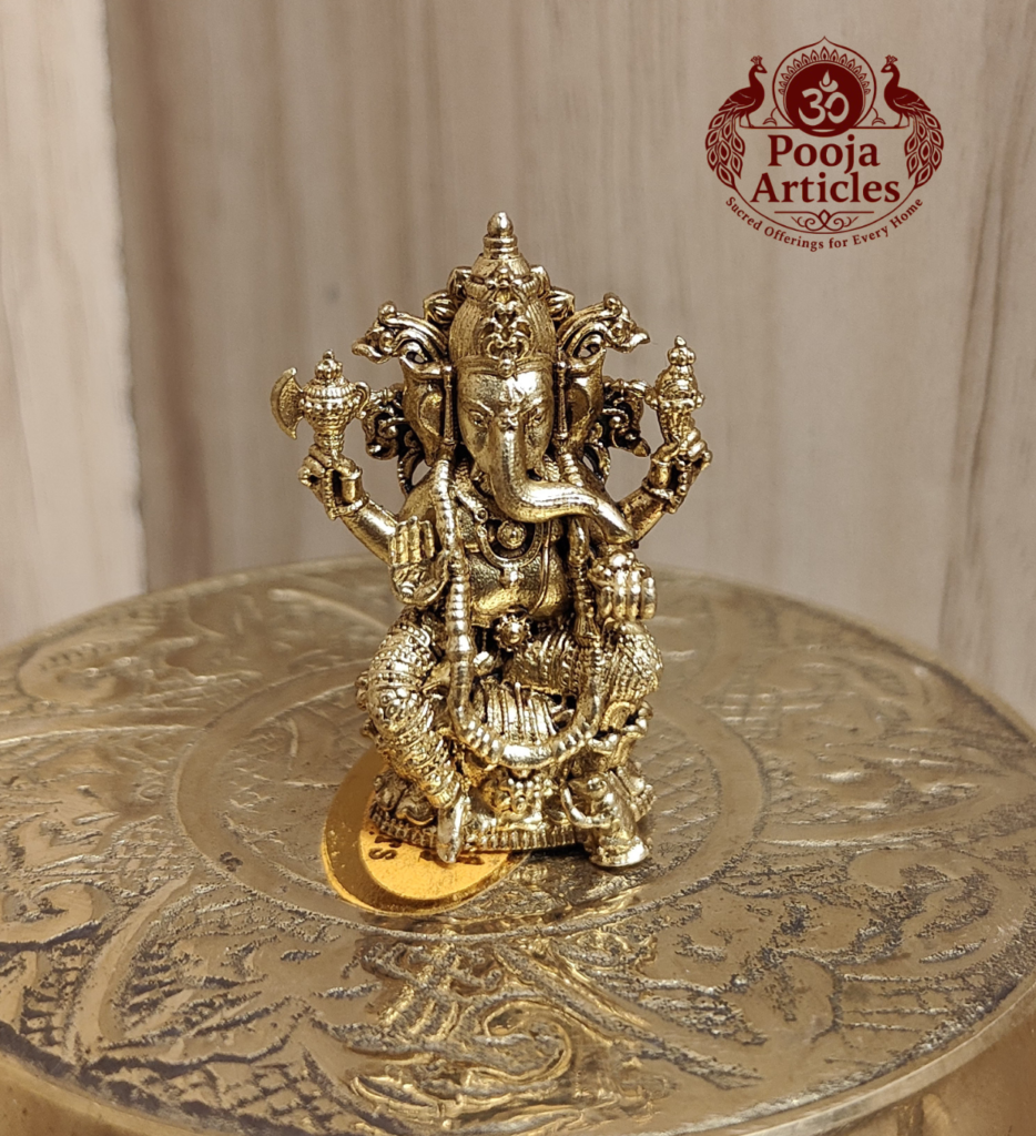 Buy Panchaloha Ganesha Idol 25g, 1.5" – Sacred Brass Panjalogam Ganesh Statue for Home Temple