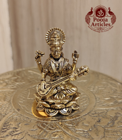 Buy Panchaloha Saraswati Idol 25g, 1.2" – Pure Panjalogam Saraswati Statue for Wisdom